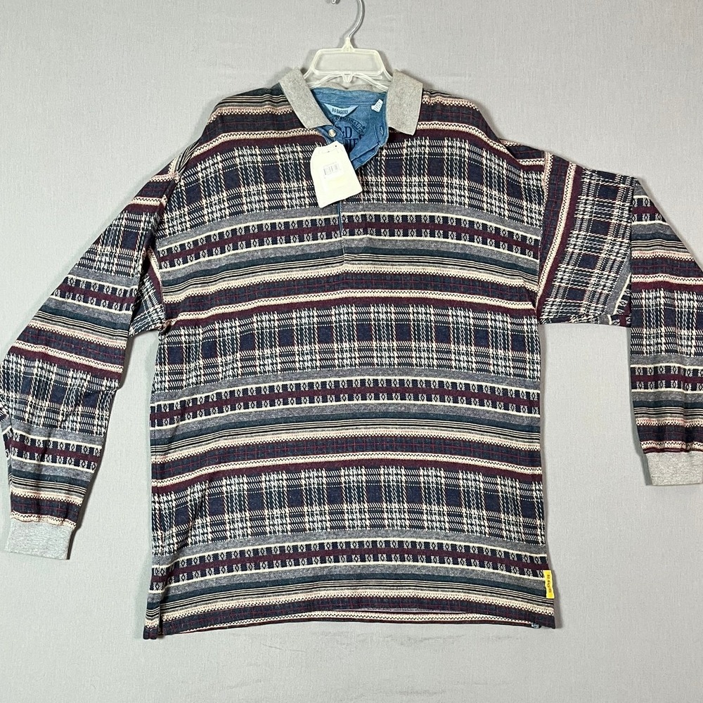 Vintage B.D. Baggies Polo Shirt XL Cotton Plaid Multi-Color NWT